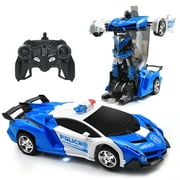 SOLICE Police RC Car Robot for Kids,Remote Control Transforming Robot Car Toy,One-Button Auto Demo&360 Rotate Speed Drifting &Rechargable for Boys Girls Adult Gifts