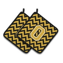Carolines Treasures CJ1053-OPTHD Letter O Chevron Black and Gold Pair of Pot Holders, 7.5HX7.5W, multicolor