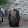 thumbnail image 2 of Outsunny 12.5" Outdoor Side Table, Round Hollow Drum End Table, Black, 2 of 9