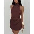 thumbnail image 5 of Minimalist Backless Tie-Up Pleated Mini Dress For Women, 5 of 10