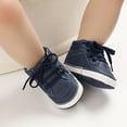 thumbnail image 4 of Baby Boys Girls High Top Ankle Leather Sneakers Soft Rubber Sole Infant Newborn Loafers Anti-Slip Toddler Uniform Dress Shoes, 4 of 9