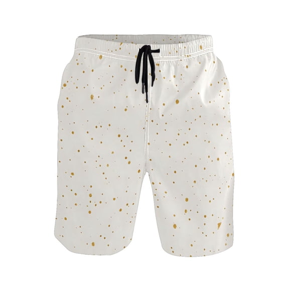 Gold Dots Pattern Mens Swim Trunks Quick Dry Board Shorts Breathable Fit Beach Shorts Swimwear