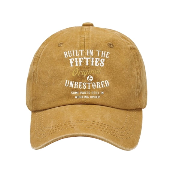 Humorous Baseball Cap with Built in Fifties Text Wash Cotton Adjustable Dad Hat for Daily Outfit Women Men Accessory