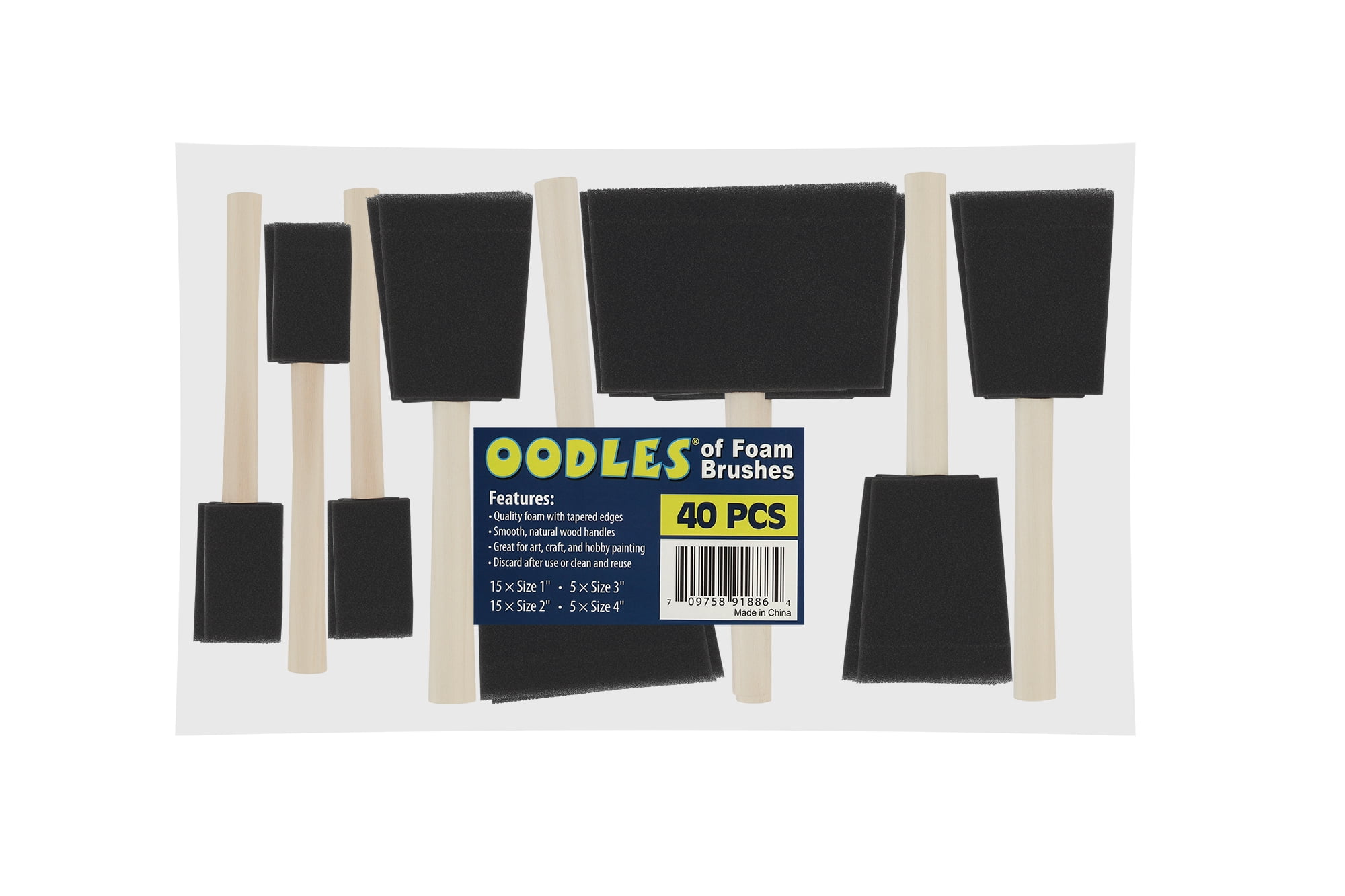 Oodles of Brushes 40 Assorted Sizes Foam Brushes Bulk - Economical brushes for Art, Craft, Hobby, and Home - Perfect For Painters, Students, Arts & Crafts, & More!