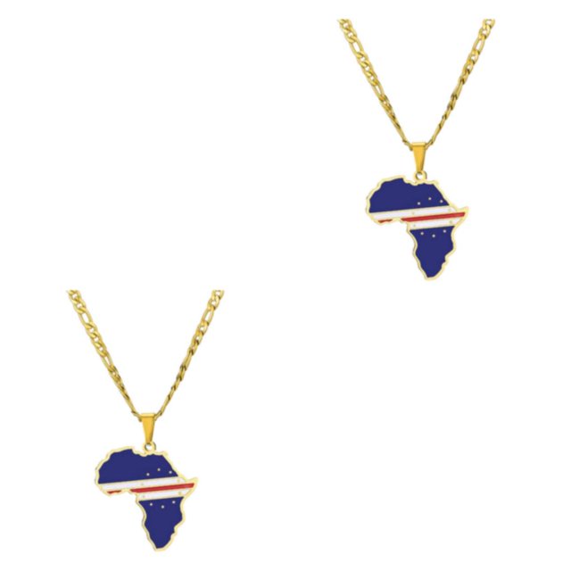 Baohd Collier Léger et Confortable avec Pendentif Carte d'Afrique Minimaliste Cape Verde 2ensemble