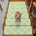 thumbnail image 2 of Green Plaid Stair Treads Non Slip for Steps Rustic Farmhouse Abstract 7 Pcs Reusable Adhesive Stair Runner Mats for Dogs Elders Carpet Treads Rugs for Staircase 8x30 In, 2 of 9