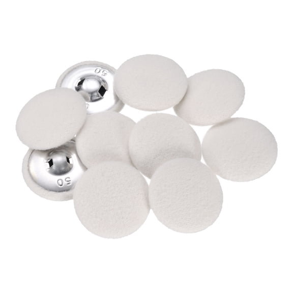 Uxcell 10pcs Fabric Cloth Covered Buttons 1.3" Round Plush Sweaters Button with Aluminum Shank Sewing Button, White