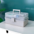 thumbnail image 2 of Pill Storage Box 3-Layer Large Capacity Home Cosmetics Case Plastic Sundries Organizer, Ordinary Style, Gray, 2 of 9