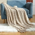 thumbnail image 5 of Textured Knitted Soft Throw Blanket with Tassels Warm Fluffy Cozy Plush for Fall Spring Couch Bed Sofa Decor, 5 of 6