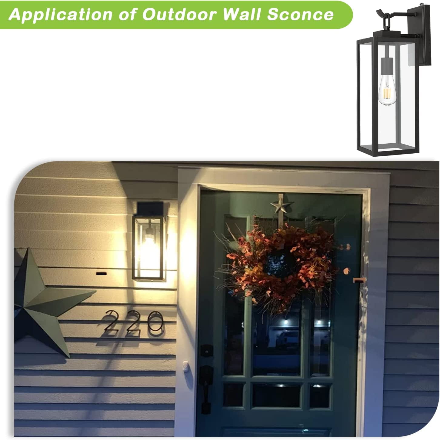 Large Size Dusk to Dawn Outdoor Wall Lanterns, 18 Inch Outdoor Wall Light Fixtures, Matte Black Porch Lights, Exterior Wall Lighting, Anti-Rust Architectural Outdoor Sconces, ETL Listed, 2 Pack