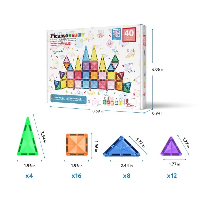 PicassoTiles Mini Magnetic Tiles Travel Set, 40 Pieces photo 8