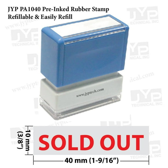 Nouveau JYP PA1040 Tampon en Caoutchouc Pré-Encré w. Sold Out