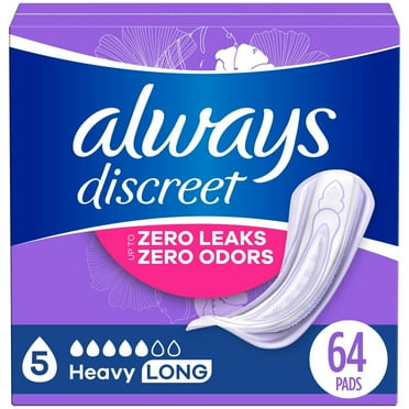 Always Discreet Heavy Long Incontinence Pads - 64 ct Packaging may vary