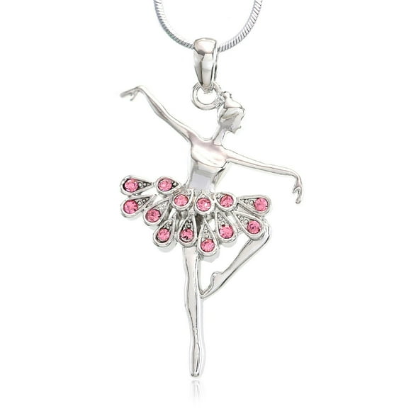 Collier Pendentif Danseuse Ballerine Rose Clair