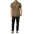 thumbnail image 2 of Lars Amadeus Men's Leopard Print Short Sleeve Vintage Animal Cheetah Print Shirt, 2 of 6
