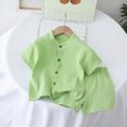 thumbnail image 2 of Infant Baby Boy Summer Clothes Set Solid Cotton Muslin Button-Down Shirt and Shorts Set 2Pcs Baby Boys Cotton Summer Clothes Size 12M-5Y, 2 of 4