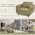 thumbnail image 6 of Costway Modern Linen Fabric Accent Armchair with Side Storage Pocket, Green (Set of 2), 6 of 8