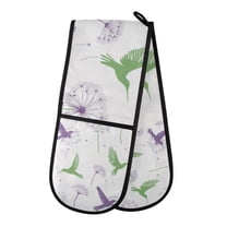Yayeee Double Oven Mitt Kitchen Heat Resistant Baking 35" x7" Quilted Glove, Purple Birds