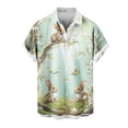 thumbnail image 3 of VBTAPA Mens Spring Shirts Happy Easter Day Rabbit Eggs Print Button Down Shirt Short Sleeve Hawaiian Beach Party Tops Limited Time Sales of Today Multicolor XXL, 3 of 6