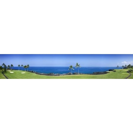 Trees in a golf course Kona Country Club Ocean Course Kailua Kona Hawaii Canvas Art - Panoramic Images (22 x
