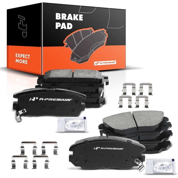 A-Premium Front and Rear Ceramic Disc Brake Pads Set Compatible with Select Chevy and GMC Models - Equinox Terrain 2010-2017 with Hardware 8 Pcs