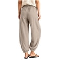 thumbnail image 7 of VBVC Women's Cotton Linen Harem Joggers Pants , Baggy Drawstring Boho Trousers For Women , Ladies' Summer Beach Pants with Pockets, S-2XL, 7 of 7
