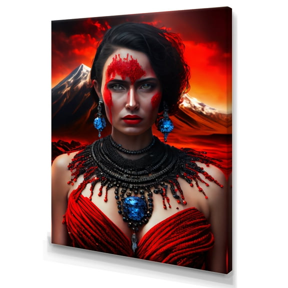 Designart Volcano Queen Woman Portrait II Canvas Wall Art