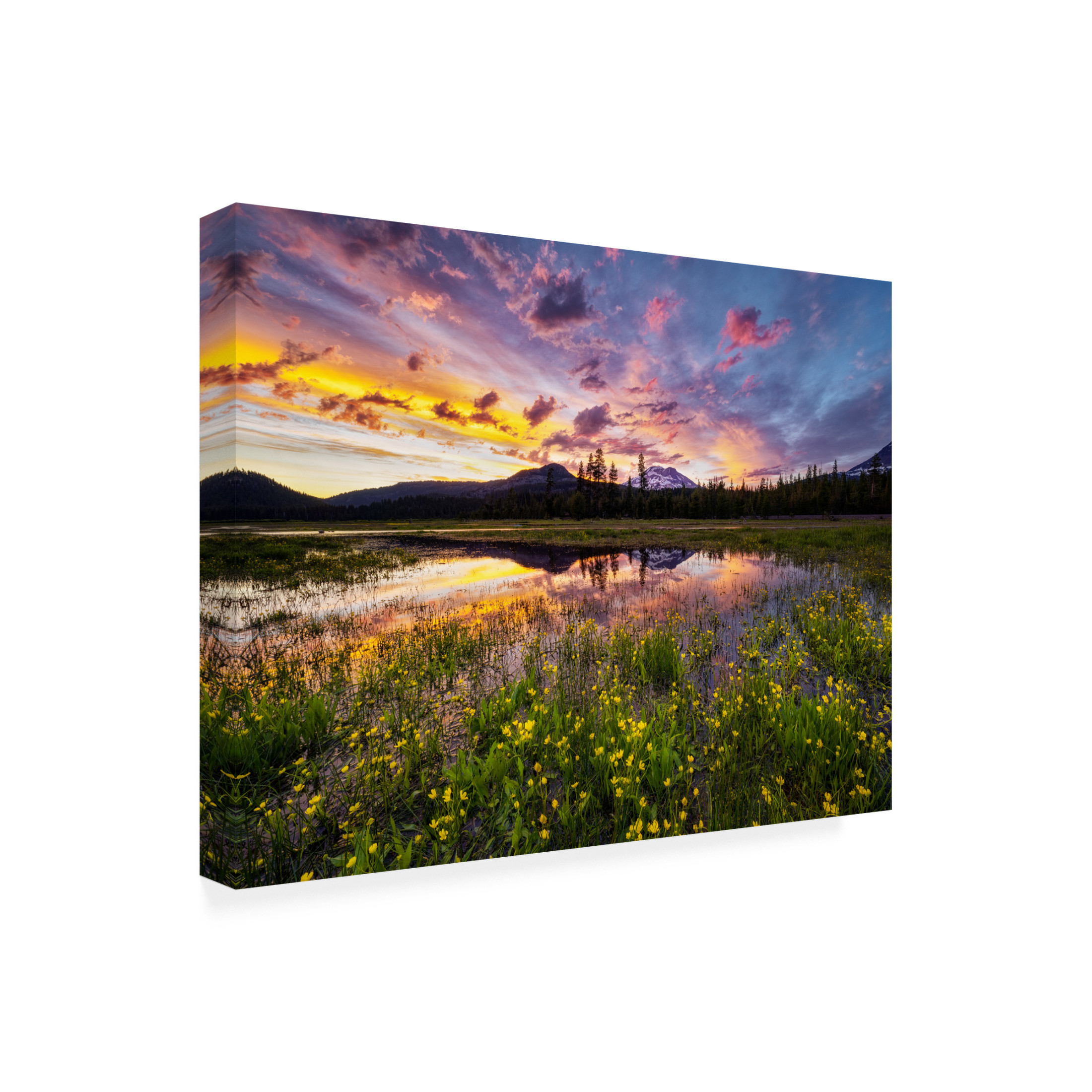 Canvas Wall Art - Dennis Frates 'South Sister Mountain And Sarks Lake' Wall Art for Living Room, Bedroom, or Office Décor by Trademark Fine Art - 47 x 35 Inches