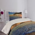 thumbnail image 2 of Ambesonne Hawaiian Quilted Coverlet 2 Pcs, Sunrise Lanikai Beach, Twin Size, Brown Blue, 2 of 4