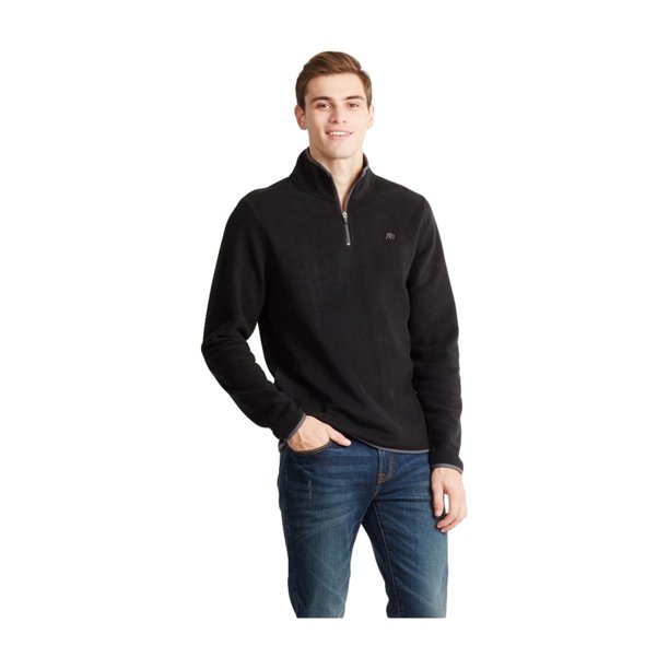 Aeropostale - Chaqueta de forro polar con cremallera de 1/4 para hombre, color negro, extragrande