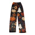 thumbnail image 3 of Halloween Womens Flannel Pajama Pants Drawstring Stretch Cute Ghost Print Pjs Casual Elastic Waist Pajama Pants, 3 of 6