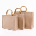 thumbnail image 4 of Compras Portátil Bolsa De Compras De Yute Bolsa De Asas Impermeable Para Compras Invitado De Boda Yuarrent HA043150-01, 4 of 6