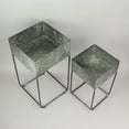 thumbnail image 5 of Zeckos Galvanized Zinc Finish Metal Square Planters on Stands Set of 2, 5 of 5
