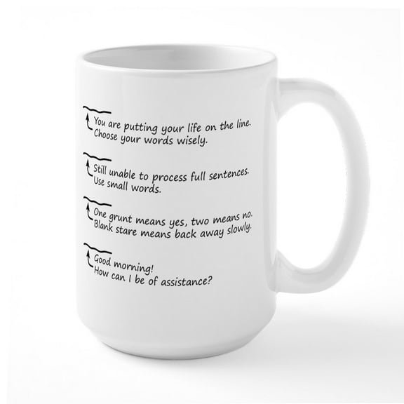 CafePress - Morning Coffee Level Mug - 15 oz Ceramic Large White Novelty Mug