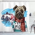 thumbnail image 1 of Ambesonne Pug Shower Curtain, Sketch Style Dog Doodle, 69"Wx75"L, Ruby Blue, 1 of 3