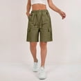 thumbnail image 3 of Pxiakgy Bermuda Shorts for Women Athletic Biker Shorts Women Cargo Shorts for Women Workout Summer Women's Solid Color Multi Pocket Casual Pants Workwear Short Pants Green Xl, 3 of 8