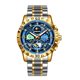 thumbnail image 1 of Reloj de Cuarzo para Hombre con Cielo Estrellado, Cronógrafo Luminoso Impermeable de 30 M, Correa de Acero Bicolor, 1 of 7