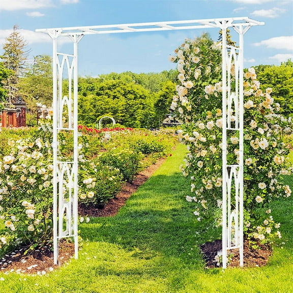 SSyao Heavy Duty Metal Garden Arch Archway Plants Rose Wreath Wedding Stand Event Deco