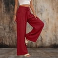 thumbnail image 2 of Guluxicc Summer Casual Wide Leg Trousers for Womens Loose Fit Pants with Buttoned Pockets Elastic Waist Pants for Travel, 2 of 8