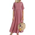 thumbnail image 3 of facefd Robe Maxi à Manches Courtes et Col Rond à Pois pour Femmes Rose TTG, 3 of 4
