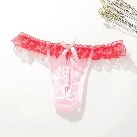 

Miayilima Panties For Women Sheer Lace Thong Ladies Low Waist Pearl Panties