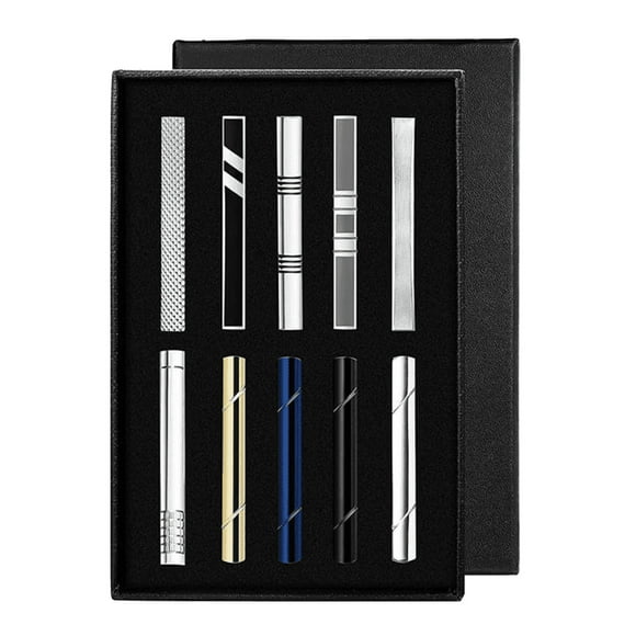 asddcavvf 10 Pcs Tie Clips Set for Men Tie Bar Clip Black Silver Tone Gold Tone for Wedding Business