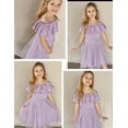 thumbnail image 4 of Oudiya Toddler Girl Tulle Dress Off Shoulder Sequin Summer Dresses Flutter Formal Birthday Party Princess Dress for Kids 1-6Y, 4 of 7