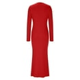 thumbnail image 4 of hotojiny Womens Maxi Dresses Slim Long Sleeve Bodycon Dress Casual Elegant Crewneck Club Party Pencil Dresses, 4 of 6