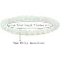 thumbnail image 2 of Natural White Moonstone Gemstone 6mm Round Beads Stretch Bracelet 7" Unisex, 2 of 4