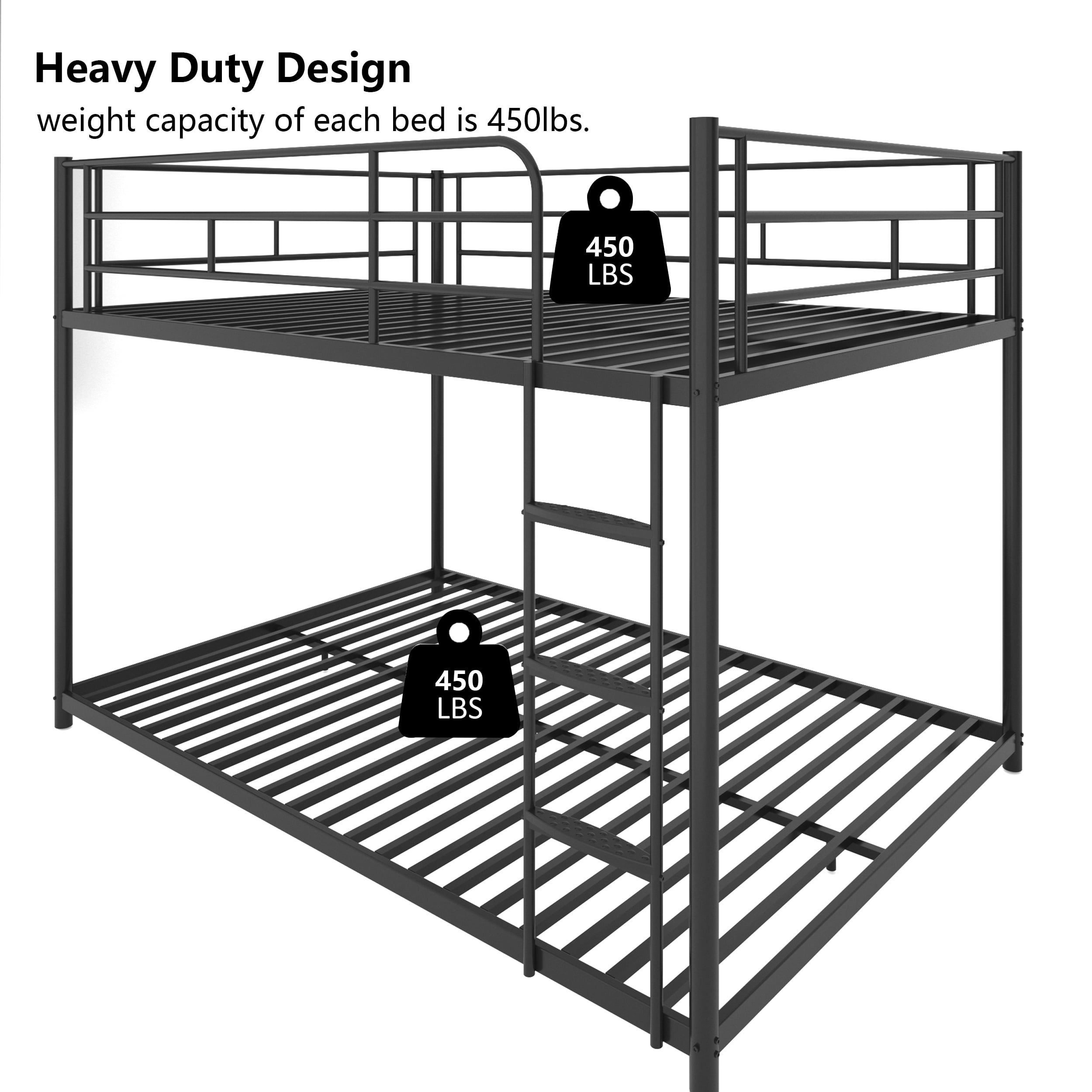 Bunk Bed Full over Full Metal Bunk Bed for Kids,Adults,Heavy Duty Bunk Bed with Full-Length Guardrail,Comfortable Step,Easy to Assemble