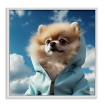 Stupell Industries Pomeranian Dog & Clouds Animals & Insects Painting White Framed Art Print Wall Art, 12 x 12