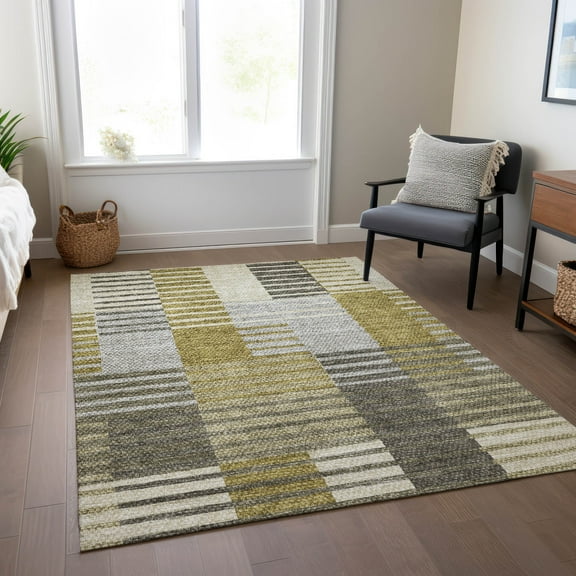 Addison Rugs Chantille Indoor/Outdoor Transitional Striped Brown Washable Rectangle Rug, 10' x 14'