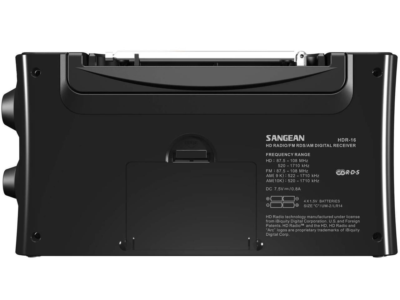 Sangean Portable AM/FM Radio, Black, HDR-16
