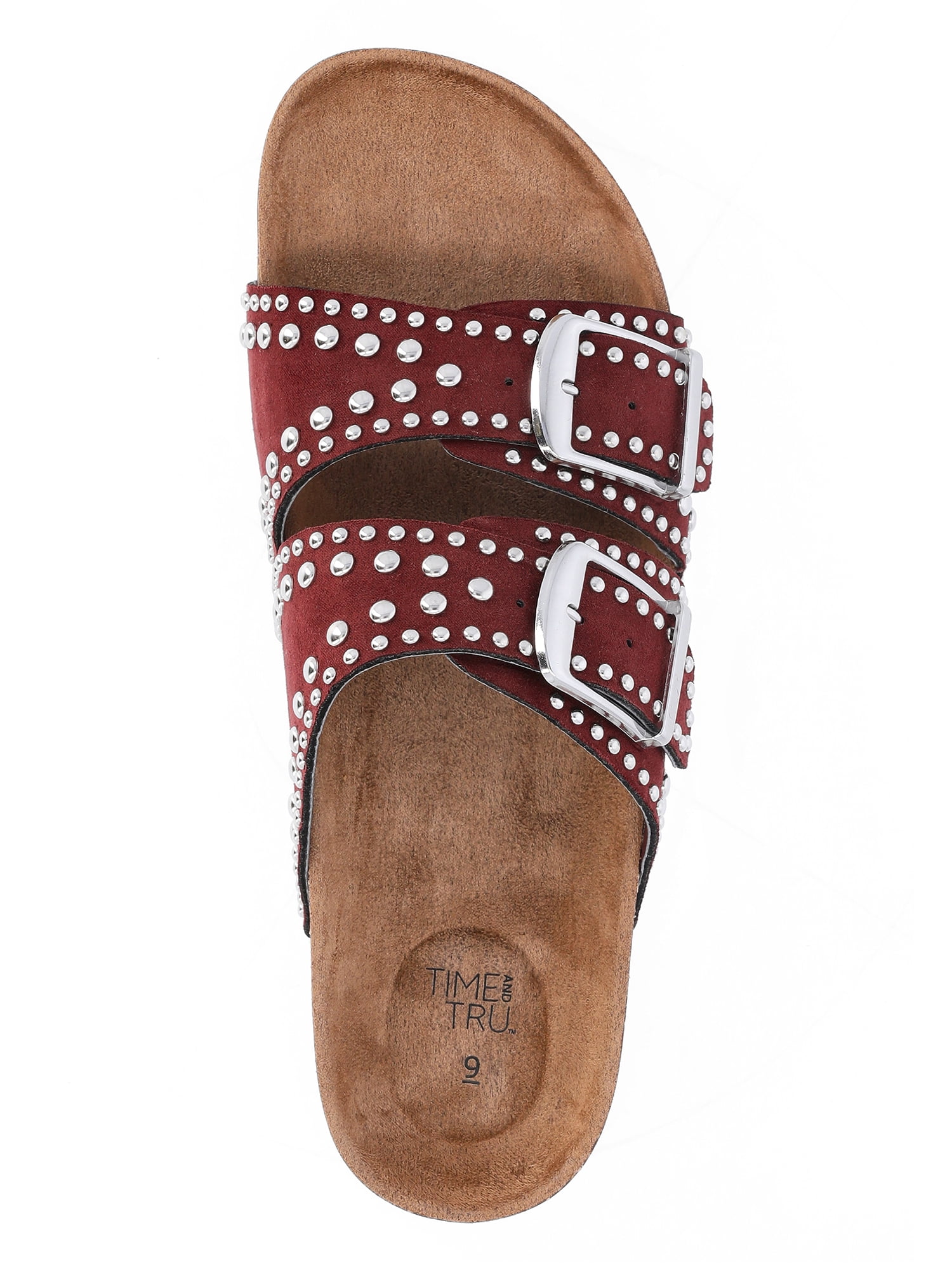 Time and Tru Women's Footbed Slide Sandals, Wide Width Available